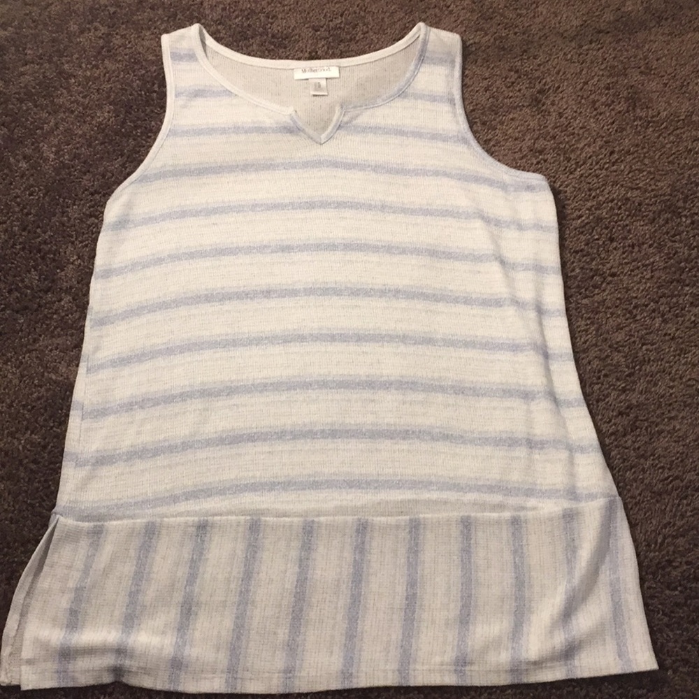 MOTHERHOOD Maternity Blue white striped lightweight sleeveless top /tank size XL